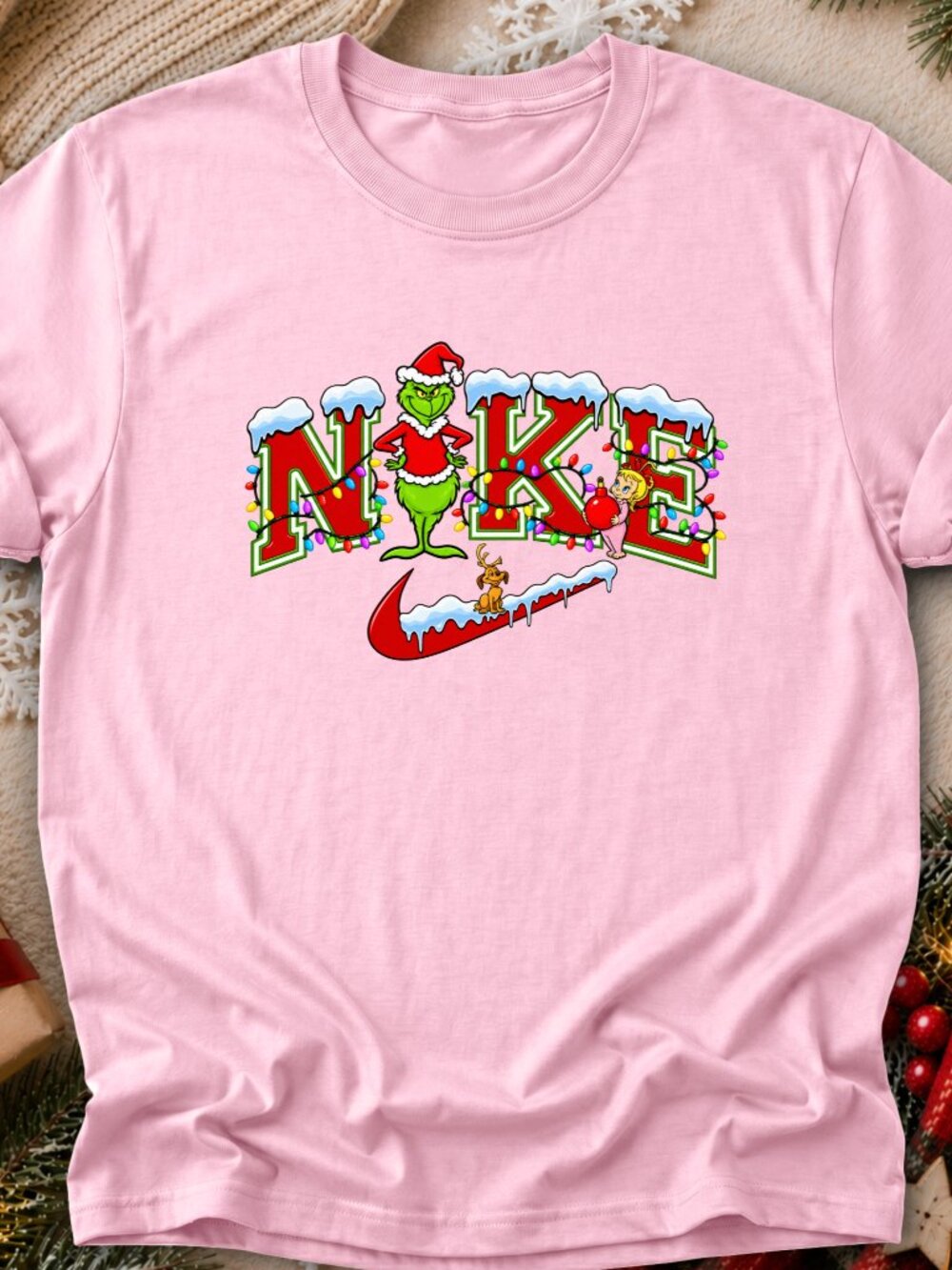 Nike Grinch Christmas TShirt Graphic Tee Adult Unisex Holiday Movie Cartoon Gift